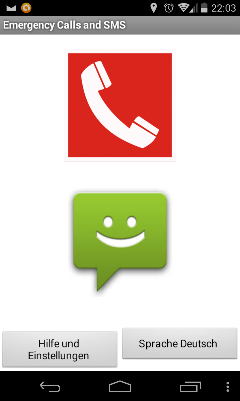 Android application Emergency Calls and SMS screenshort
