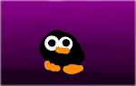Penguin in purple bg