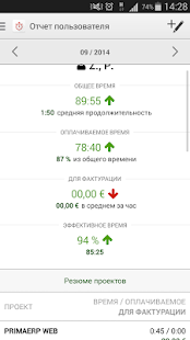 Time Tracking primaERP Screenshot