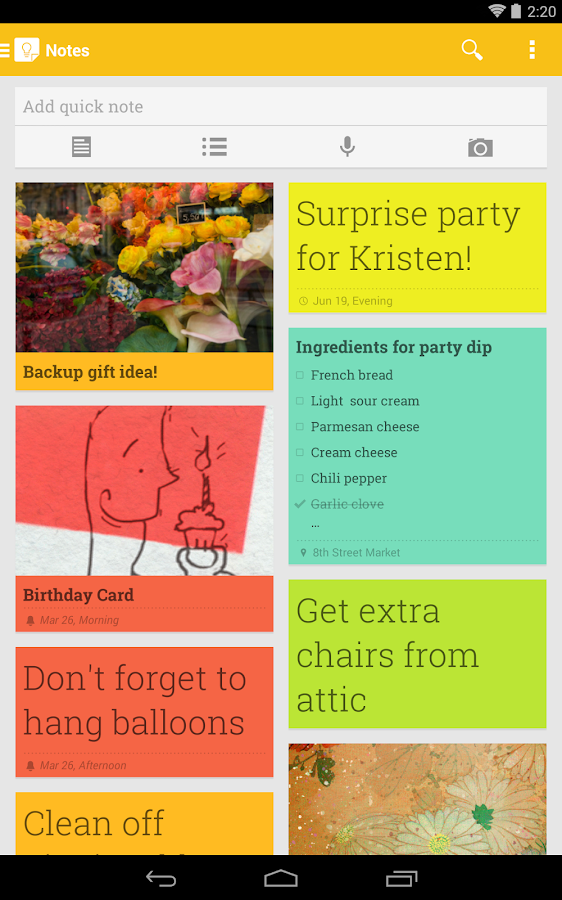 Google Keep - notes and lists - screenshot