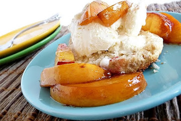Shortcakes with Roasted Nectarines and Vanilla Ice Cream