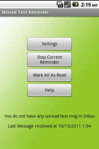 Android application Missed Text Reminder screenshort