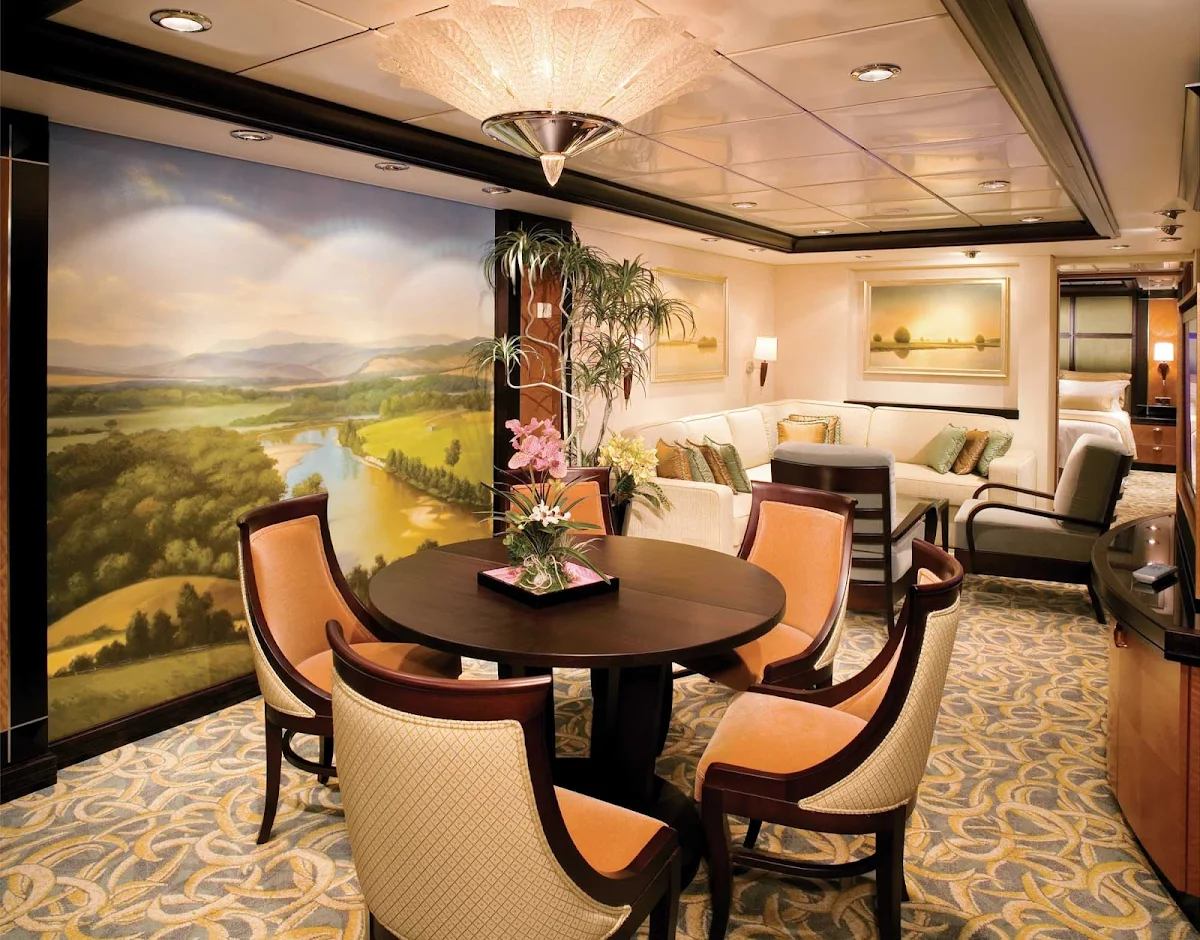 Freedom-of-the-Seas-Presidential-Suite - Freedom of the Seas' Presidential Family Suites have enough space for the whole family: four bedrooms, four bathrooms, a private balcony and a living area with a sofa bed.
