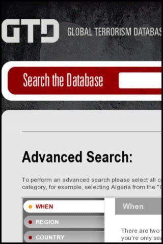 Global Terrorism Database Screen 3