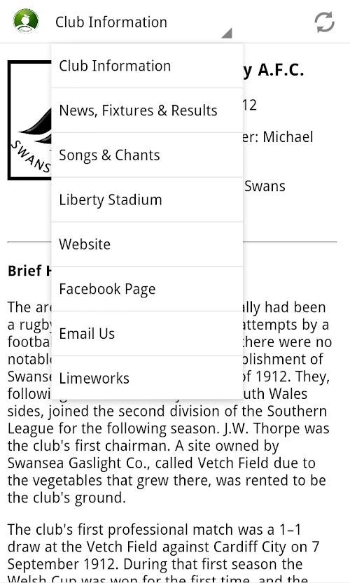 Android application Everything Swansea City screenshort