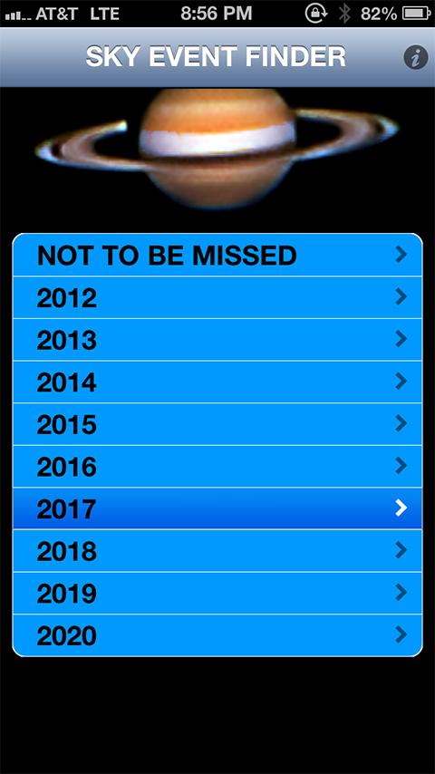 Sky Event Finder Screen 2