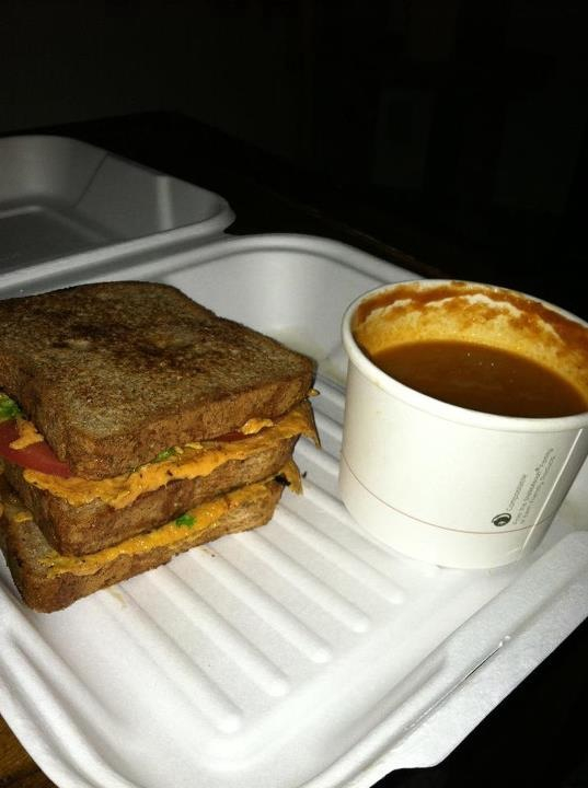 Gluten free and vegan grilled cheese and tomato bisque!