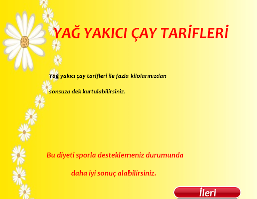 Yağ yakıcı çay tarifleri