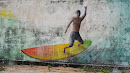 Boy on a Surfboard Mural
