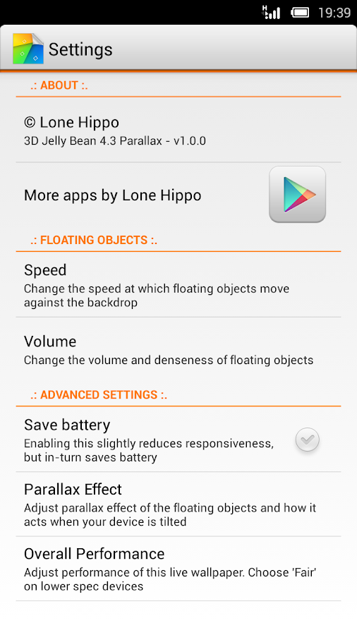 Jelly Bean 4.3 Parallax LWP - screenshot