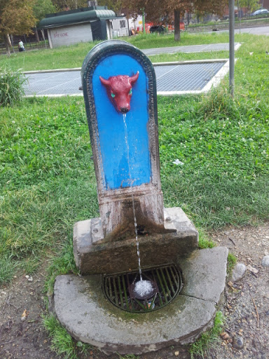 Painted Red Bull Fountain 