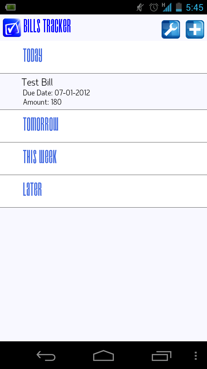 Bills Tracker and Reminder Pro Screen 1