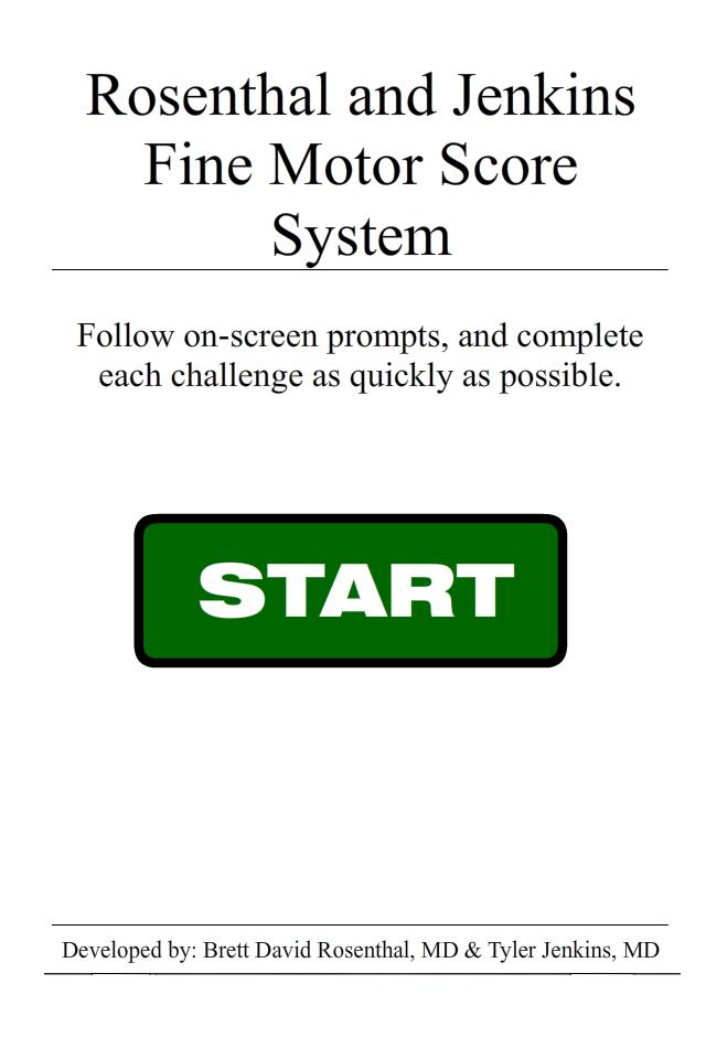 Fine Motor Score System Screen 1