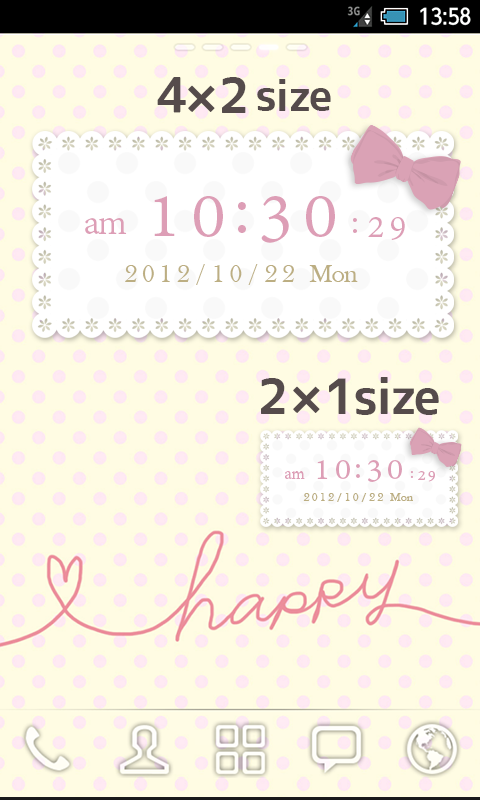Cute and girly Clock Widget Screen 3