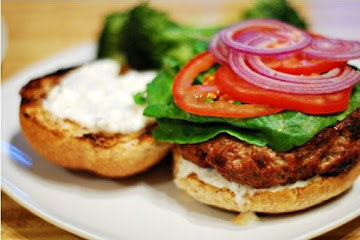Balsamic Reduction Burger with Warm Goat Cheese Spread
