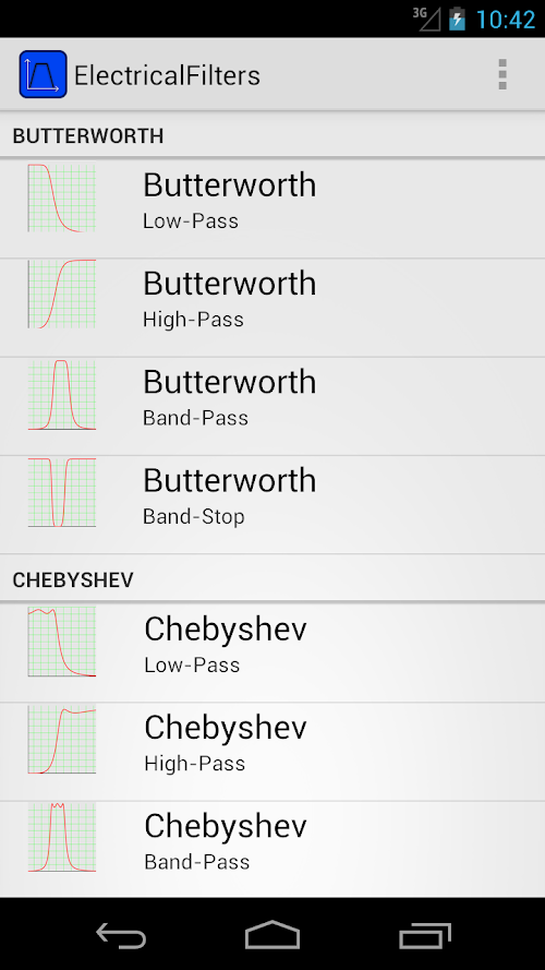 Android application ElectricalFilters screenshot