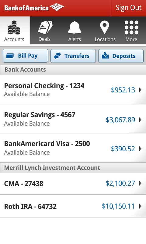 money network card balance bank of america
