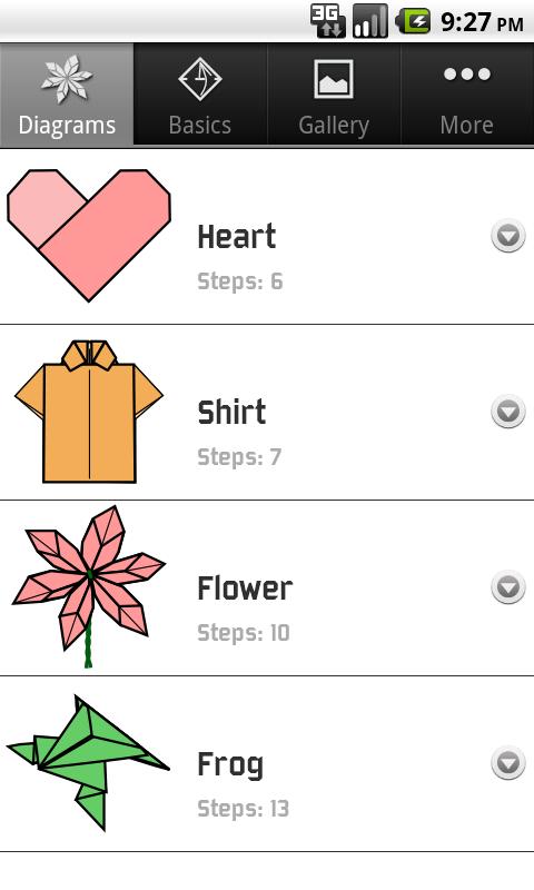 Android application Money Origami screenshort