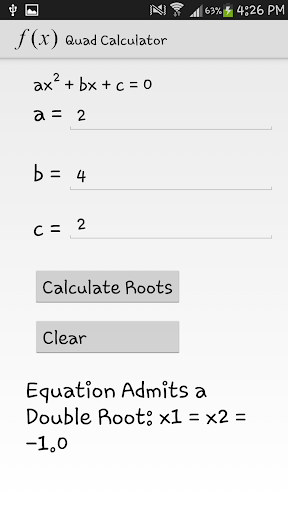 Quadratic Equations Calculator