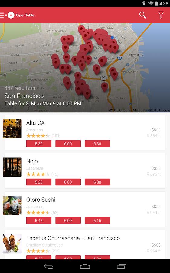 OpenTable Free Reservations screenshot
