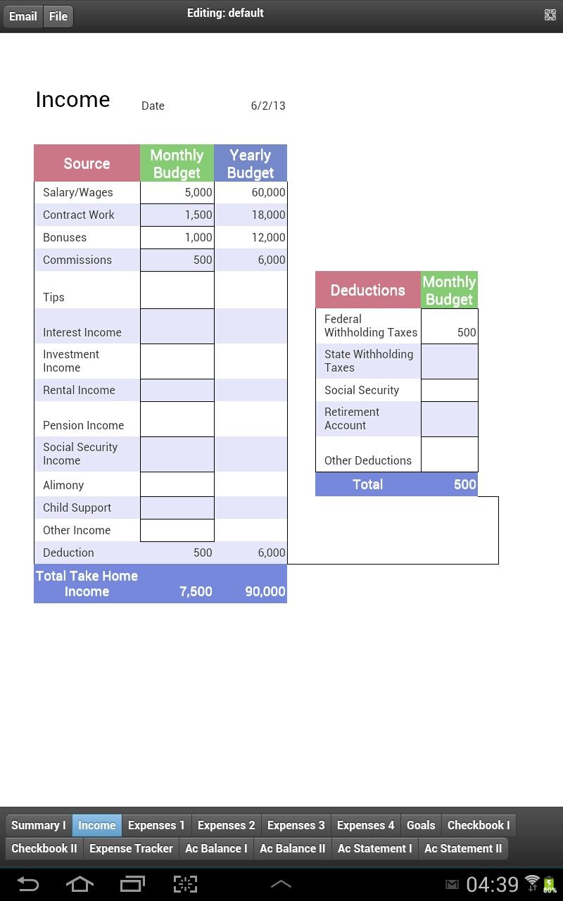 Monthly Budget App Screen 2