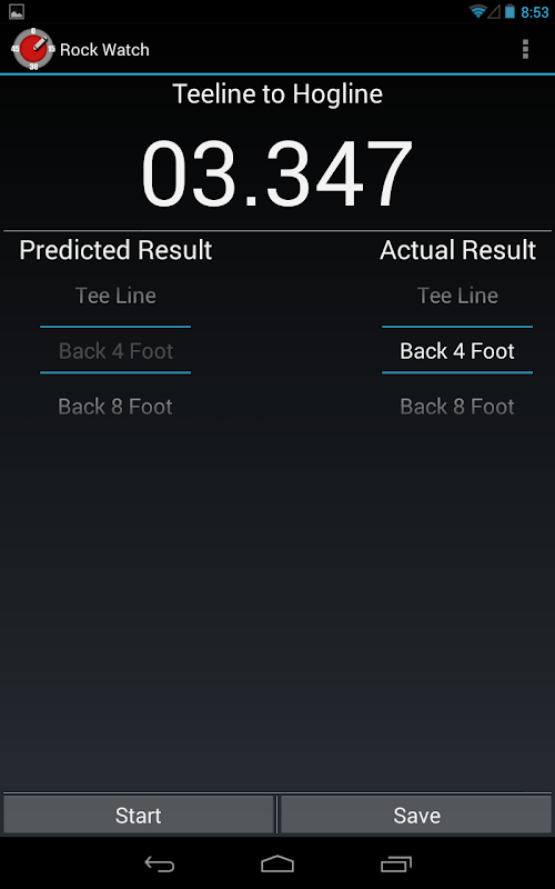 Android application Rock Watch Curling Stopwatch screenshort