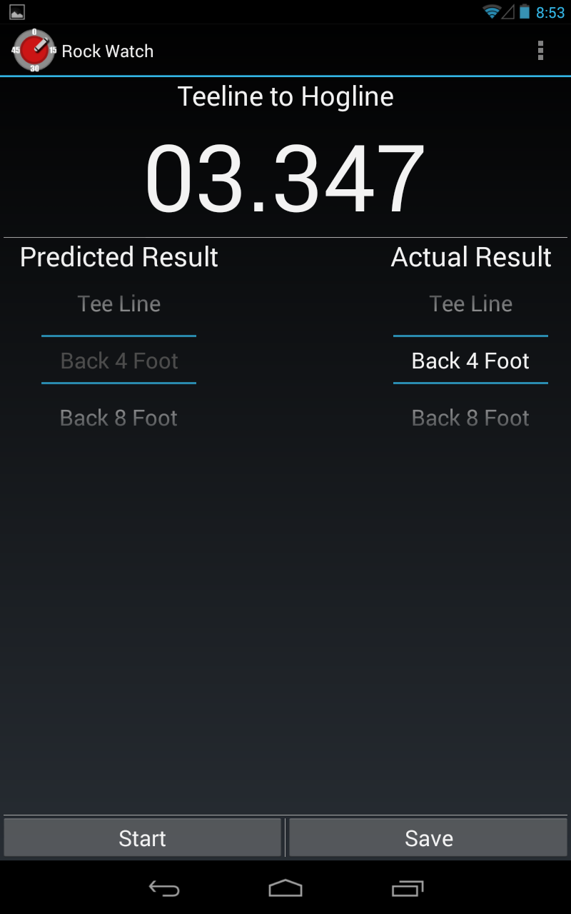 Rock Watch Curling Stopwatch Screen 1