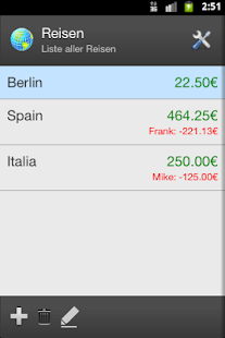 Android-Anwendung Travel Cost V2 Pro Screenshot