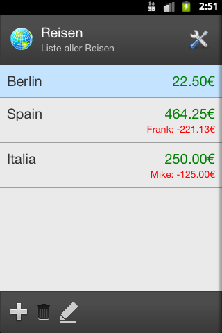 Android application Travel Cost V2 Pro screenshort