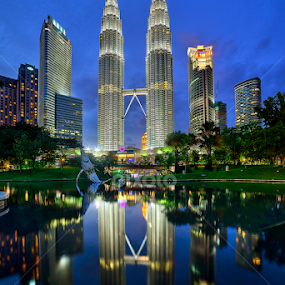 The Twin Towers at Sunset by Nur Ismail Mohammed - Buildings & Architecture Office Buildings & Hotels