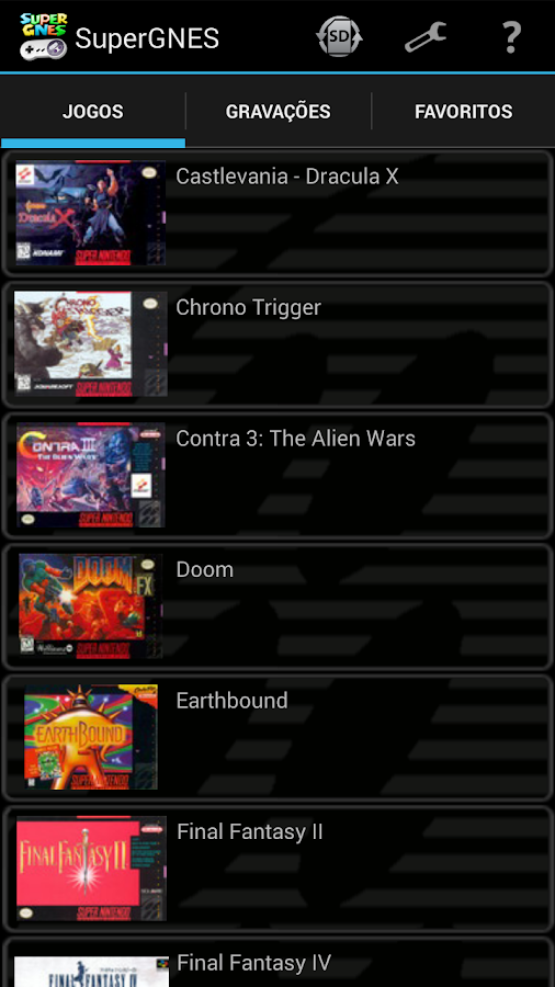 SuperGNES (SNES emulador) - screenshot