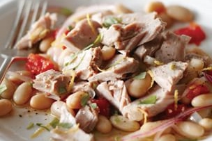 Tuna with Herbed White Beans