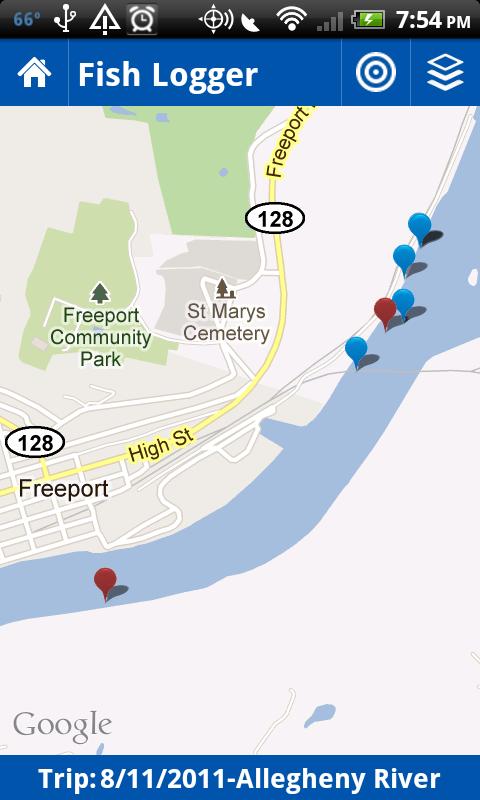 Android application Fish Logger Pro screenshort