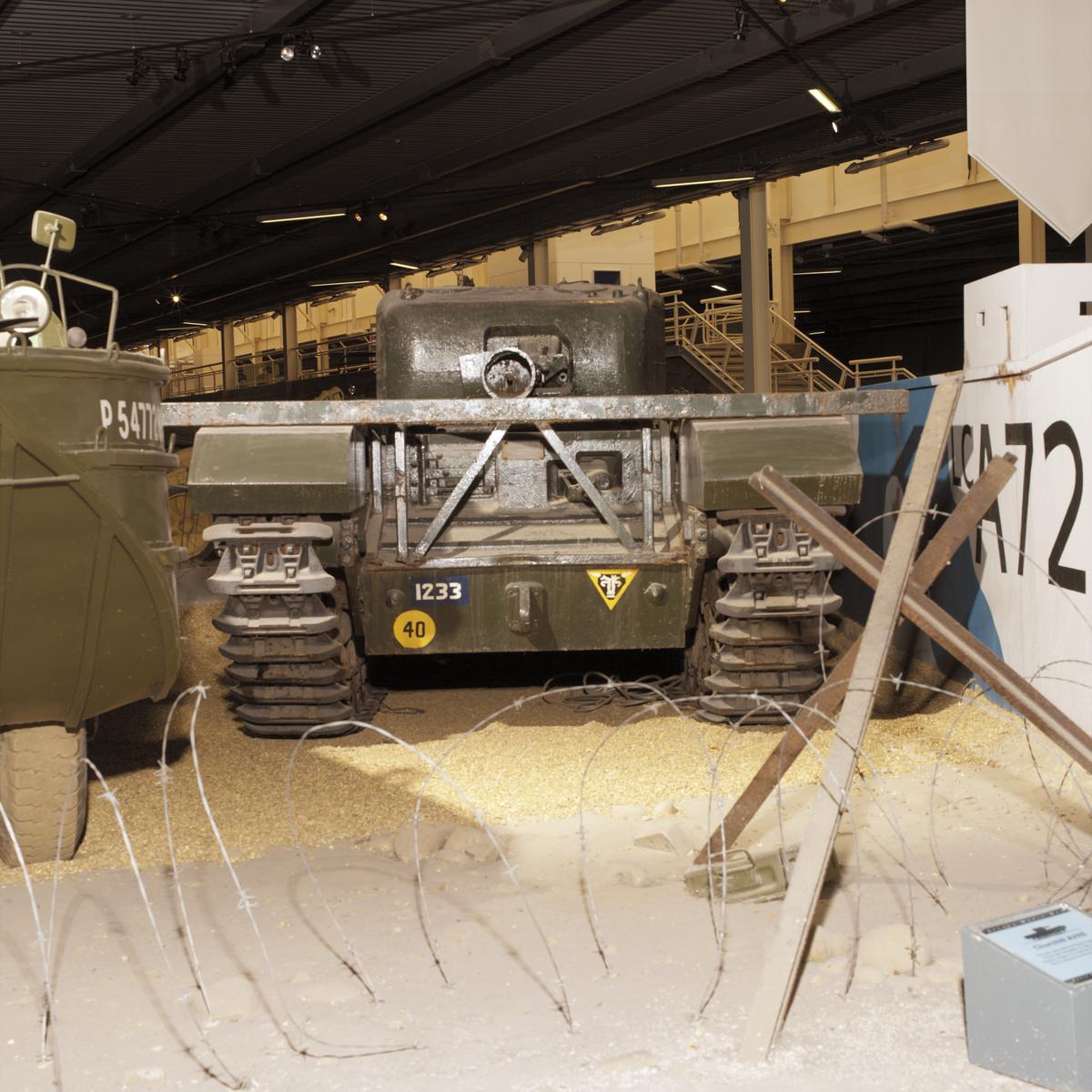 Churchill AVRE (Armoured Vehicle Royal Engineer) tank on display in Land Warfare at IWM Duxford