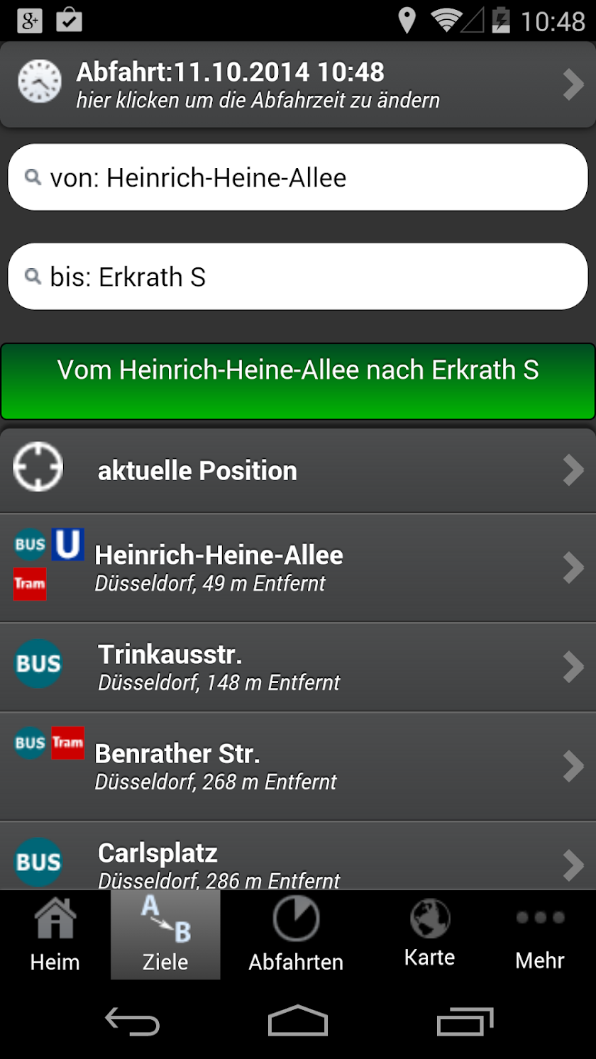 A+ Düsseldorf Journey Planner Screen 2