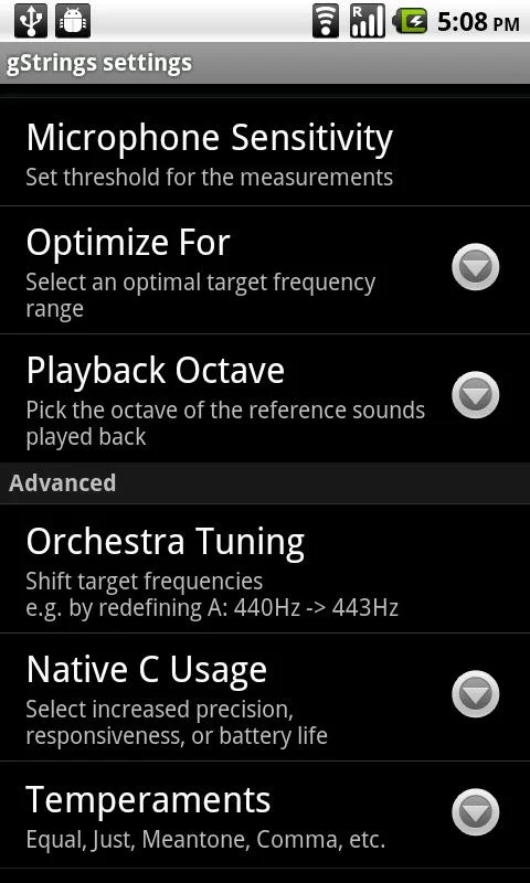 Tuner - gStrings - screenshot