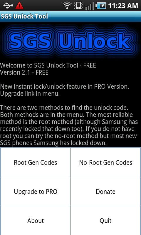 Samsung Galaxy S Unlock Tool - screenshot