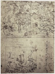 Fotoreproductie van een tekening van Rafaël, drie scènes