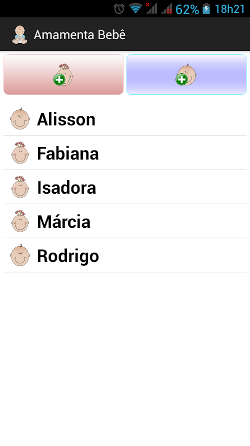 Android application Amamentação Bebê screenshort