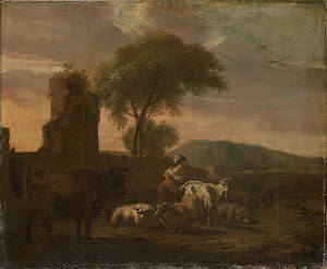 RIJKS: Simon van der Does: Italian Landscape with Shepherdess and Flocks 1712