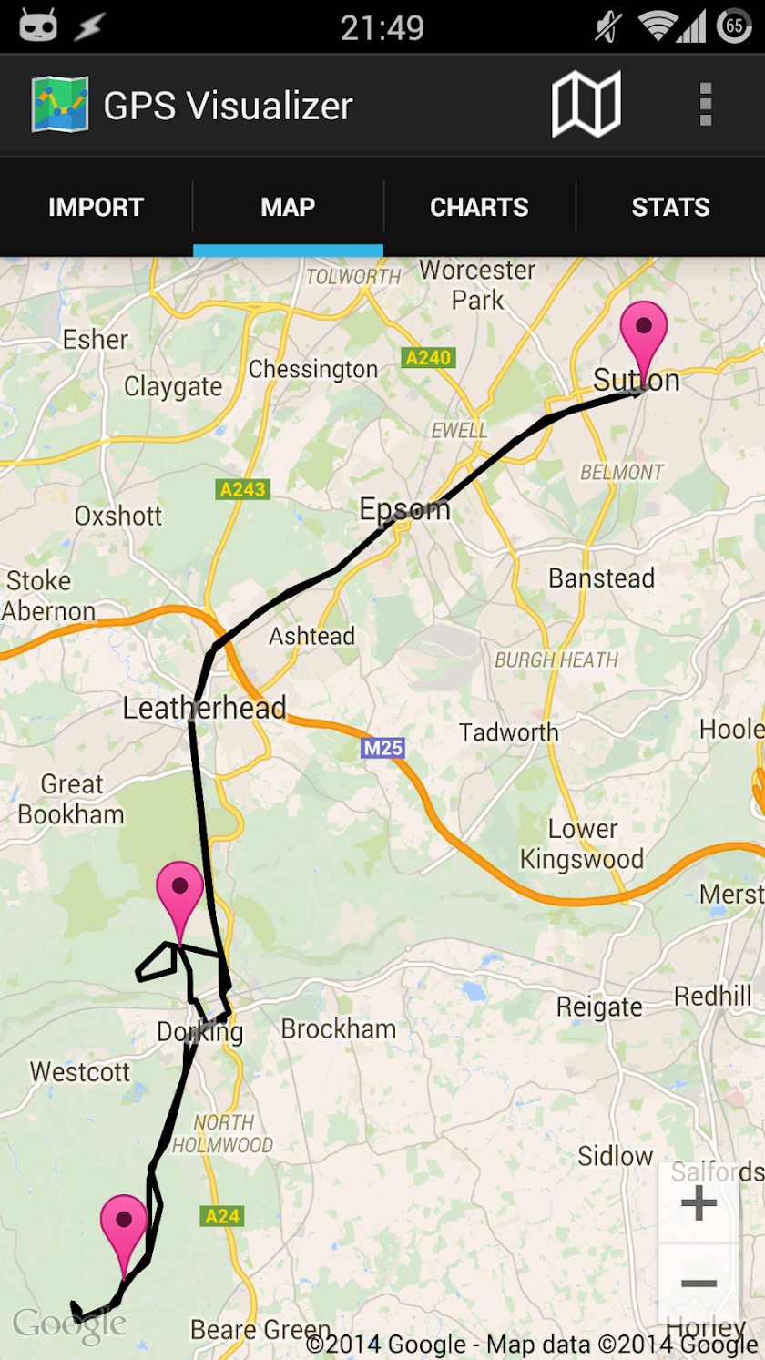 GPS Visualizer for Android Screen 1