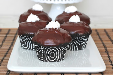 Dark Chocolate Cream Filled Cupcakes