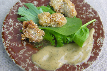 Fried oysters, corn meal style
