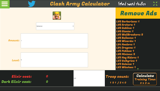 Clash Army Calculator