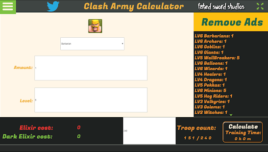 Lastest Clash Army Calculator APK