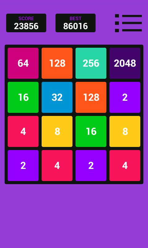 Android application 2048 screenshort
