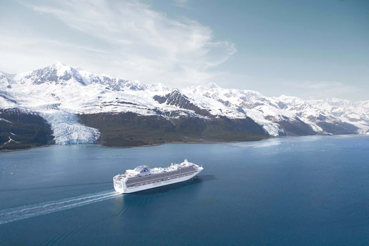 One of the many beautiful destinations that Sapphire Princess cruises through is scenic College Fjord, Alaska.