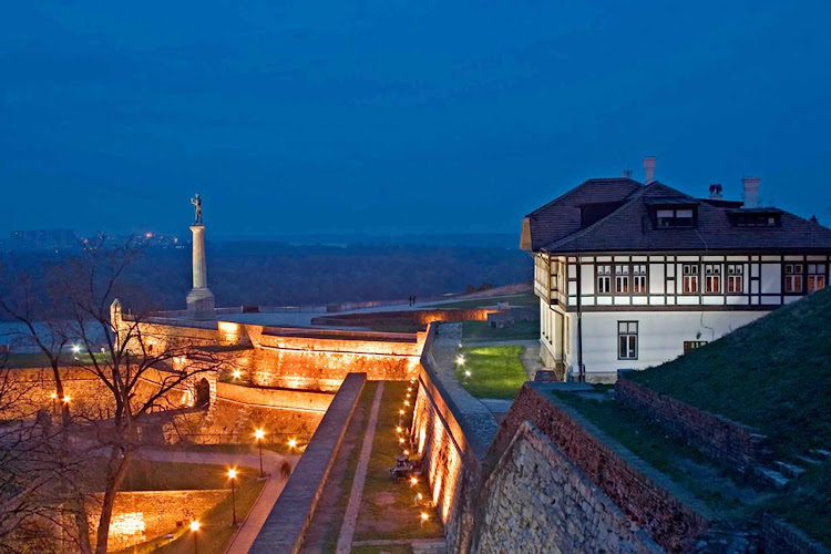 Kalemegdan Fortress at night in Belgrade, Serbia.