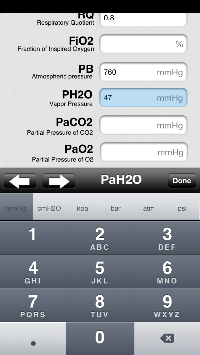 RespCalc - Medical Calculator Screen 3