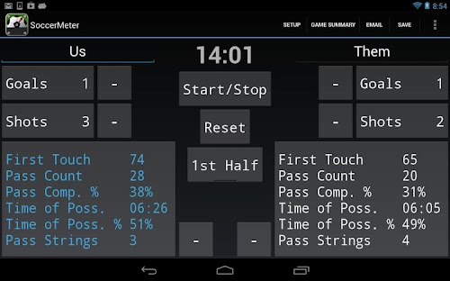 Android application SoccerMeter screenshort